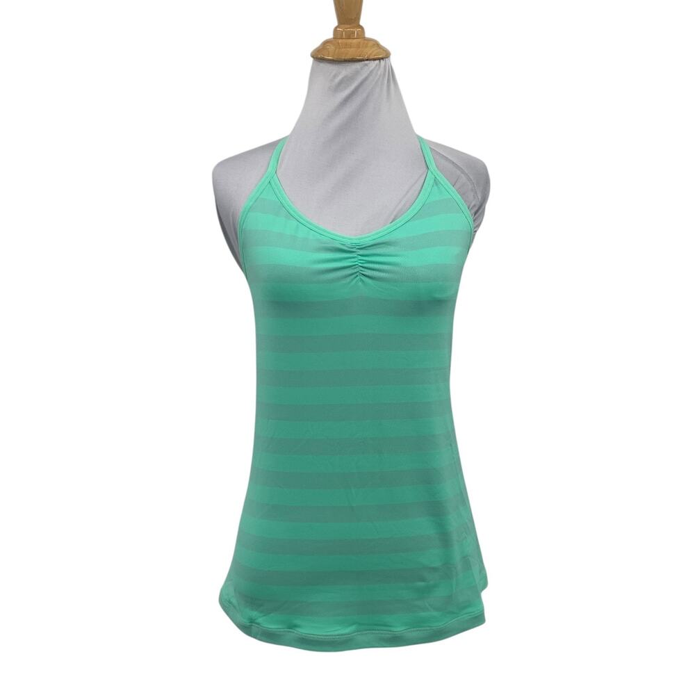 Nike Tank Top Women M Medium Slim Dri Fit Indy Striped Shelf Bra Halter T Back
